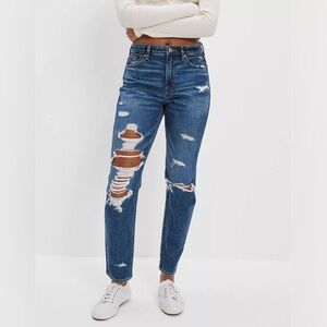 American Eagle Outfitters High Rise Ripped Mom Jeans Size 18 Long